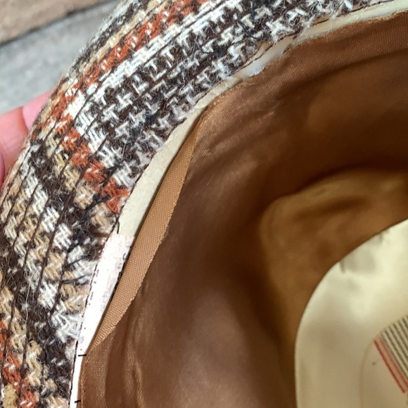 Dobbs brown plaid hat with gold buckle - Picture 7 of 8